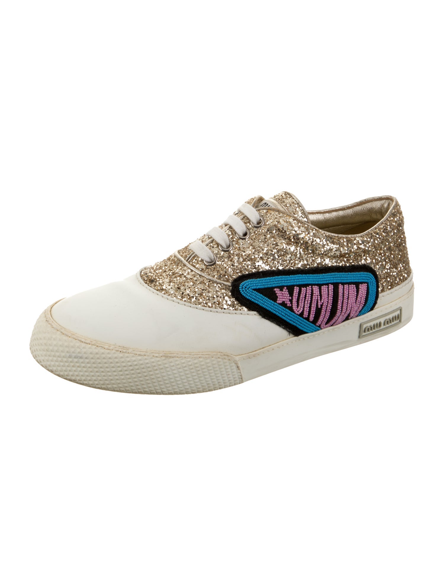Miu Miu Glitter Colorblock Pattern Sneakers