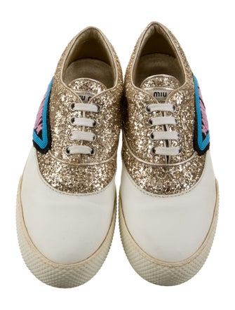 Miu Miu Glitter Colorblock Pattern Sneakers