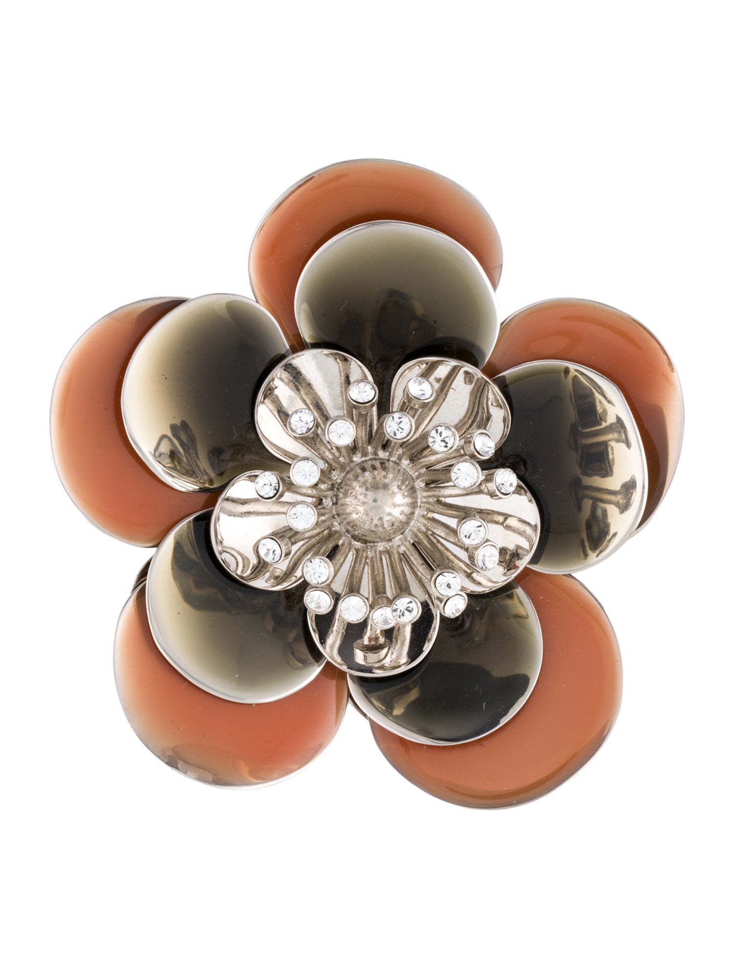 Miu Miu Crystal & Enamel Flower Pin Brooch