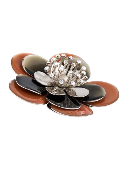 Miu Miu Crystal & Enamel Flower Pin Brooch
