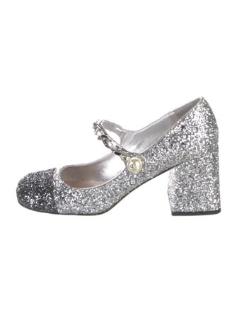 Miu Miu Glitter Chain-Link Accents Pumps