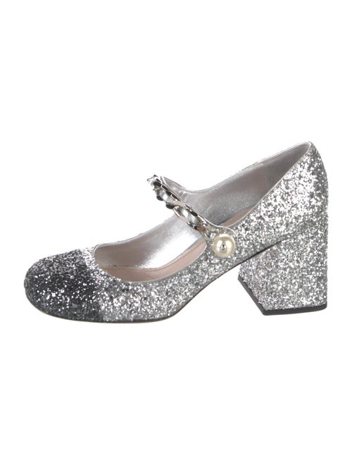 Miu Miu Glitter Chain-Link Accents Pumps