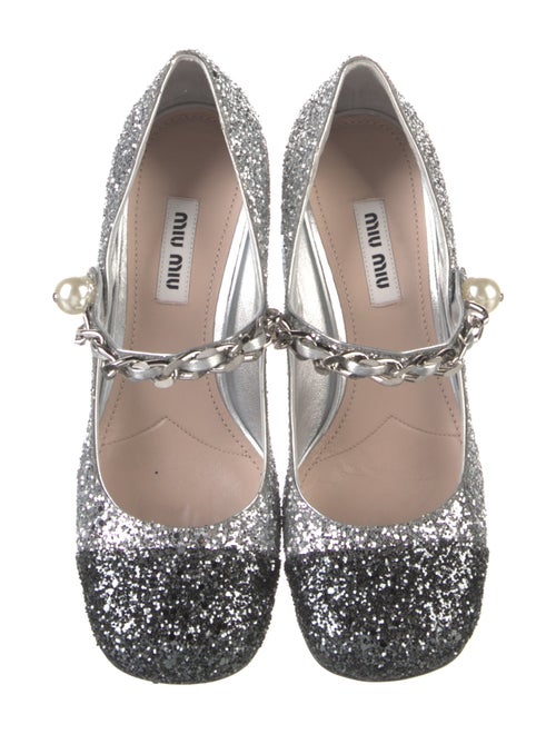 Miu Miu Glitter Chain-Link Accents Pumps