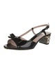 Miu Miu Patent Leather Crystal Embellishments Slingback Sandals