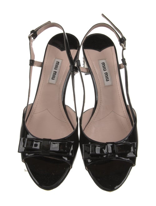 Miu Miu Patent Leather Crystal Embellishments Slingback Sandals