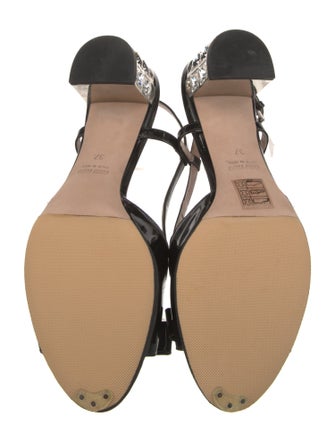 Miu Miu Patent Leather Crystal Embellishments Slingback Sandals
