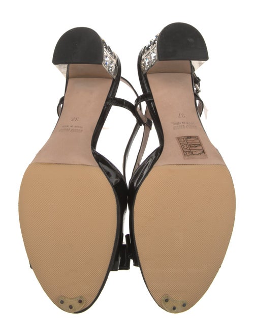 Miu Miu Patent Leather Crystal Embellishments Slingback Sandals