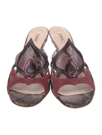 Miu Miu Snakeskin Animal Print Slides