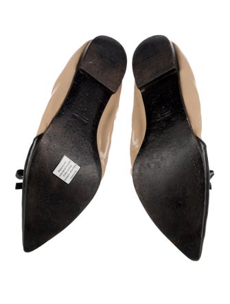 Miu Miu Patent Leather Bow Accents Ballet Flats
