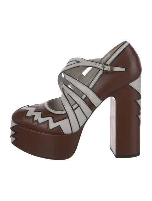 Miu Miu Leather Cutout Accent Pumps