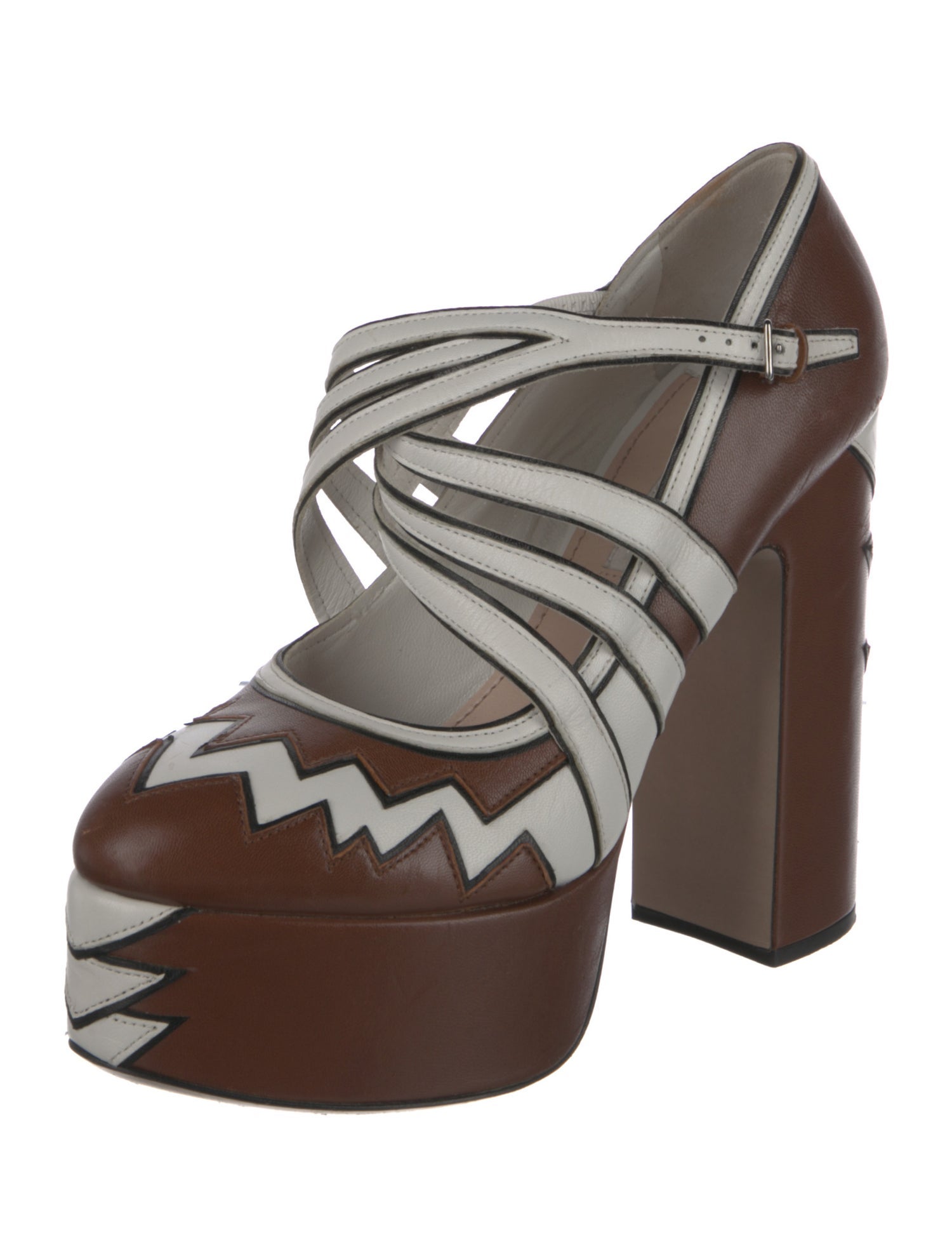 Miu Miu Leather Cutout Accent Pumps