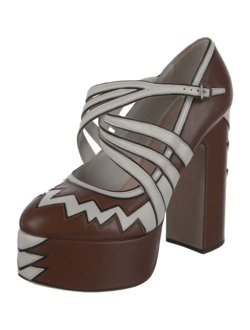Miu Miu Leather Cutout Accent Pumps