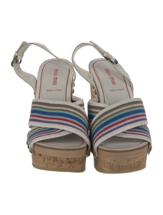 Miu Miu Leather Striped Slingback Sandals