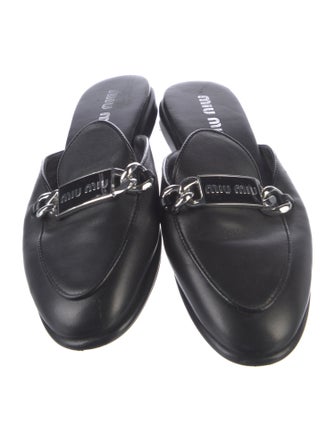 Miu Miu Leather Chain-Link Accents Mules