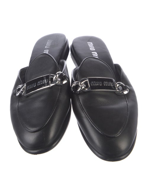 Miu Miu Leather Chain-Link Accents Mules
