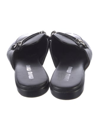 Miu Miu Leather Chain-Link Accents Mules
