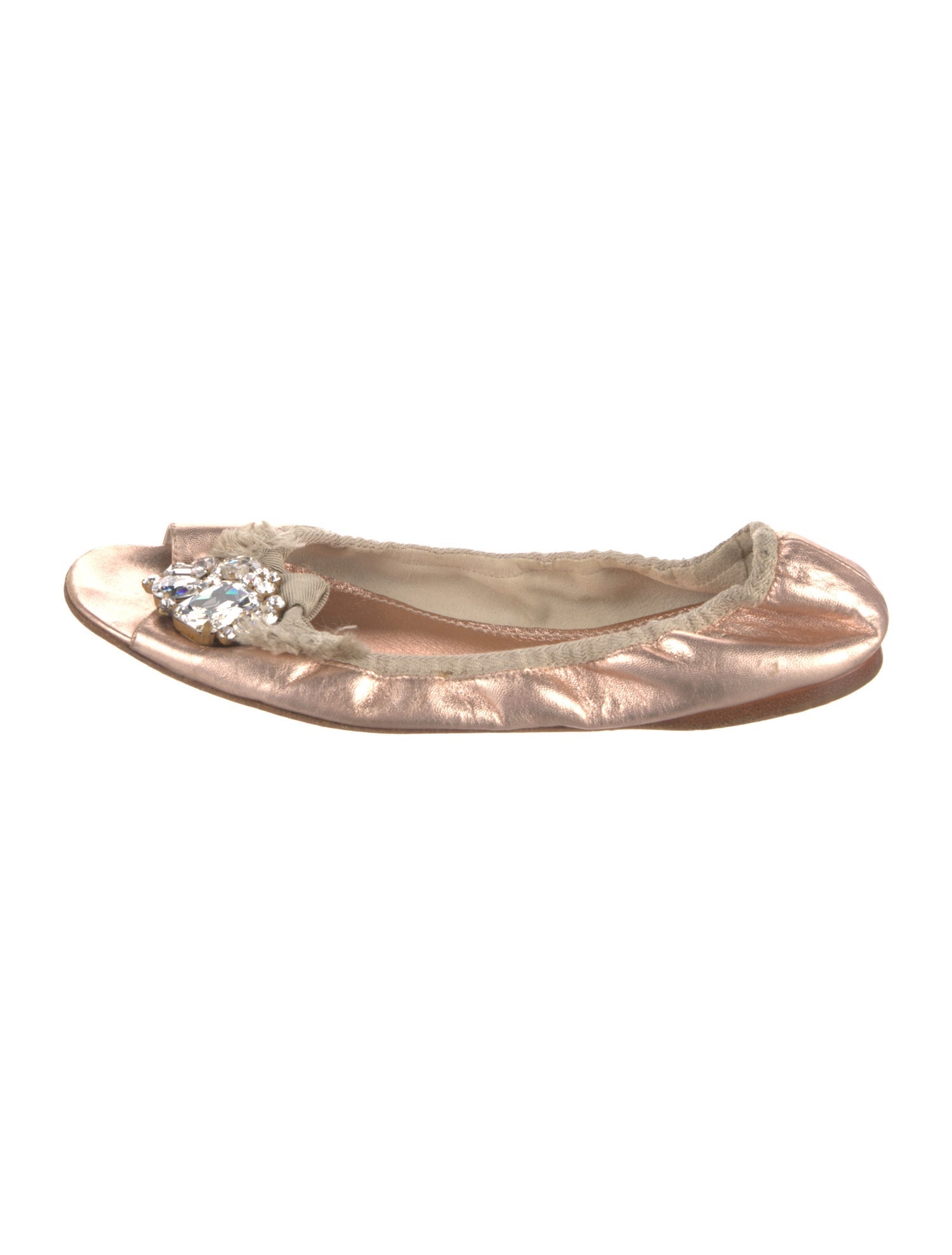 Miu Miu Leather Bow Accents Ballet Flats