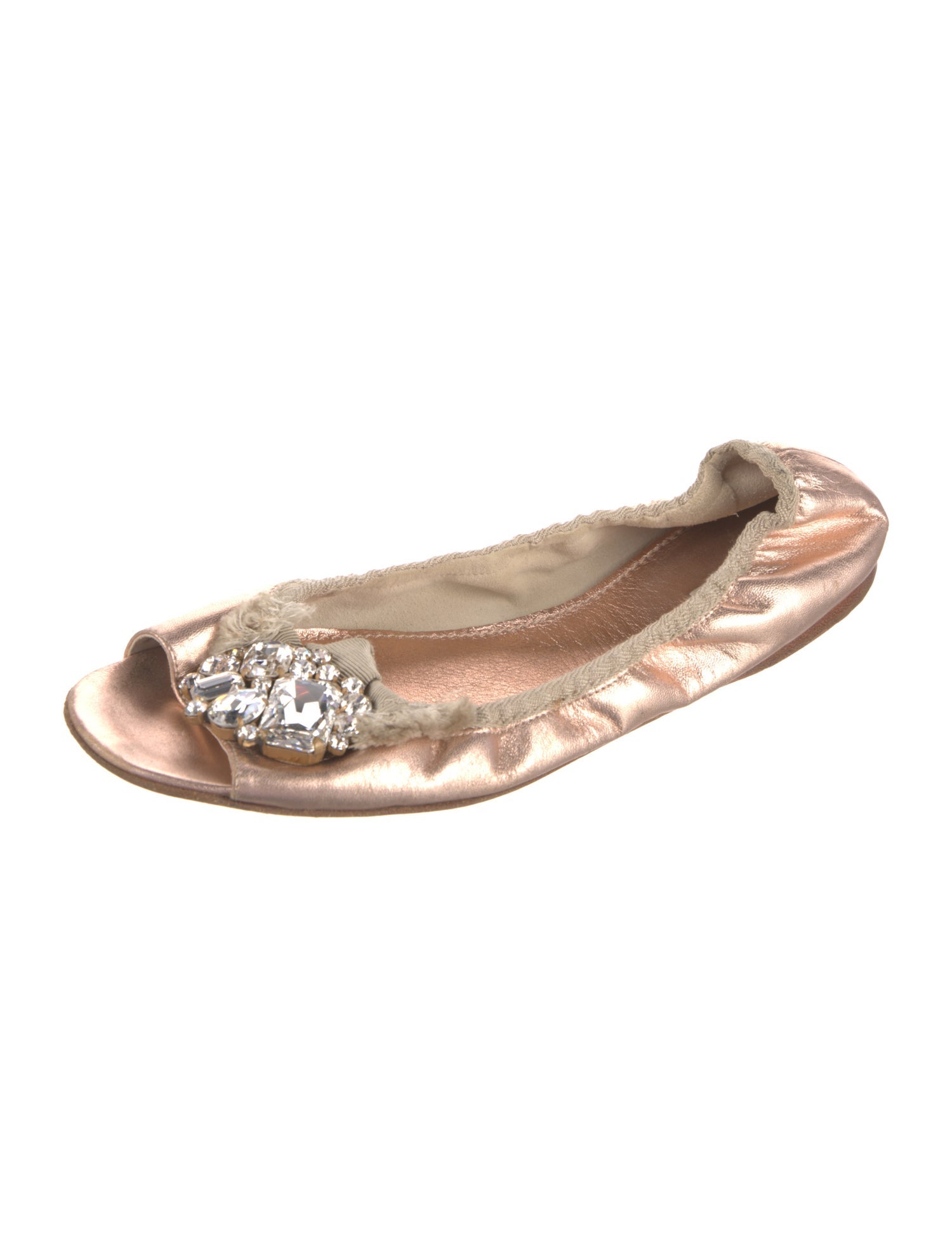Miu Miu Leather Bow Accents Ballet Flats
