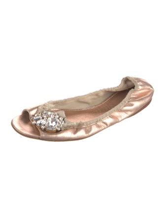 Miu Miu Leather Bow Accents Ballet Flats