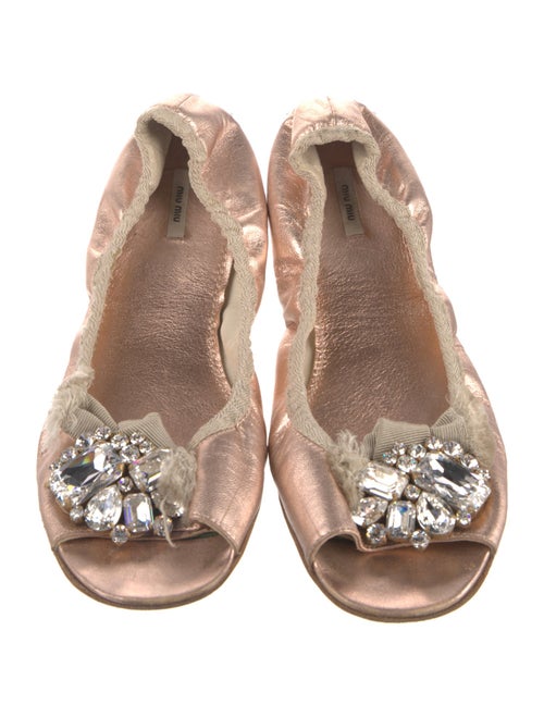 Miu Miu Leather Bow Accents Ballet Flats