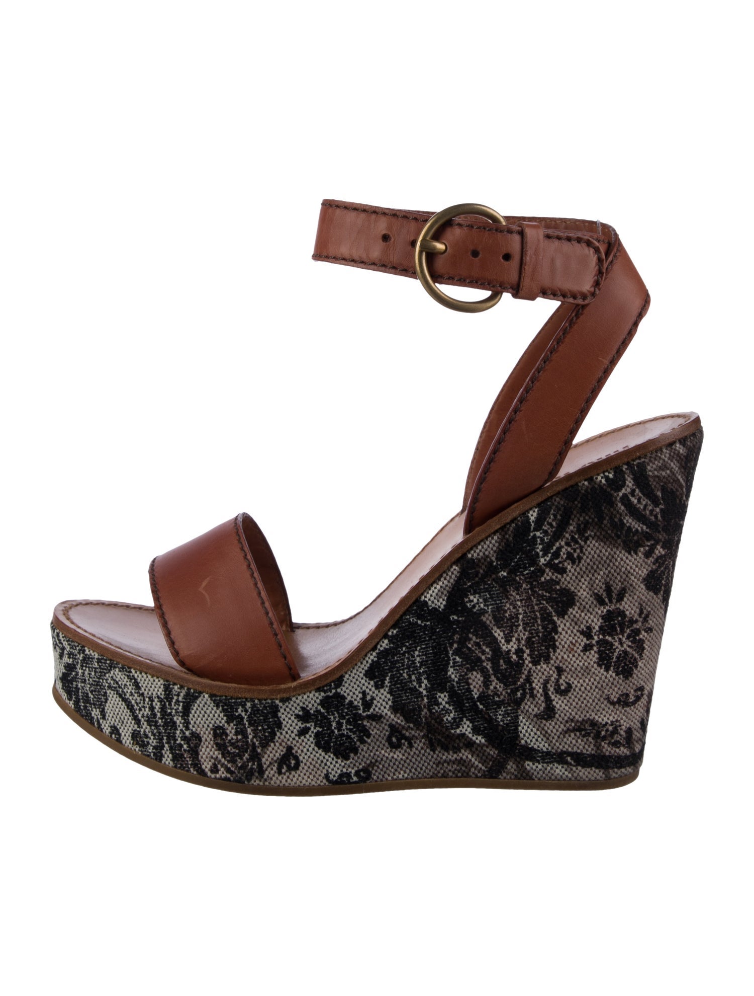 Miu Miu Leather Floral Print Espadrilles