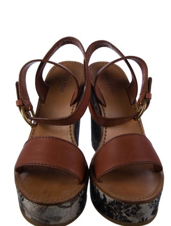 Miu Miu Leather Floral Print Espadrilles