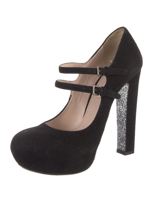 Miu Miu Suede Glitter Accents Pumps