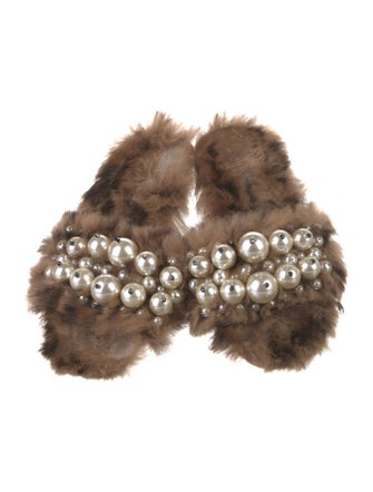 Miu Miu Faux Pearl Accents Fur Slides