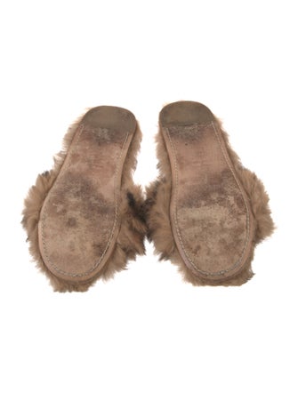 Miu Miu Faux Pearl Accents Fur Slides
