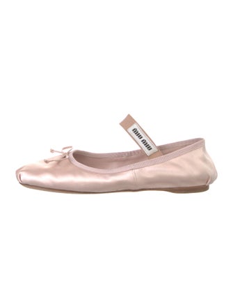 Miu Miu Satin Grosgrain Trim Mary Jane Flats