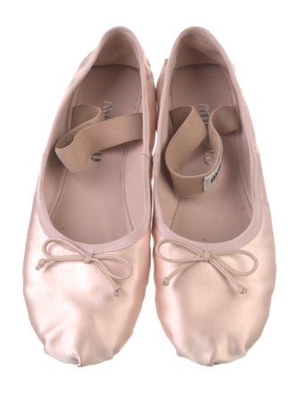 Miu Miu Satin Grosgrain Trim Mary Jane Flats