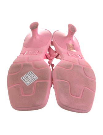 Miu Miu Leather Studded Accents Slingback Sandals