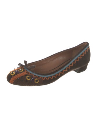 Miu Miu Suede Printed Ballet Flats