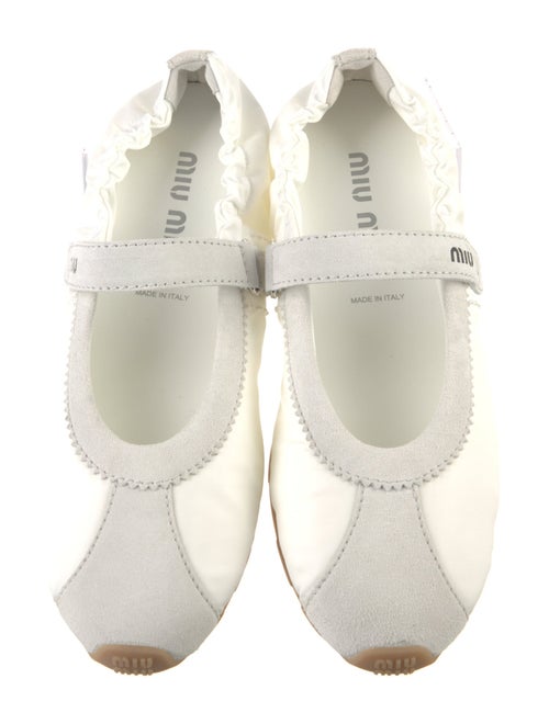 Miu Miu Satin Leather Trim Embellishment Mary Jane Flats