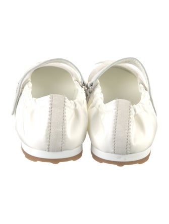 Miu Miu Satin Leather Trim Embellishment Mary Jane Flats