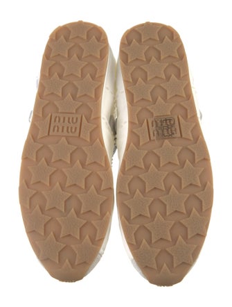 Miu Miu Satin Leather Trim Embellishment Mary Jane Flats