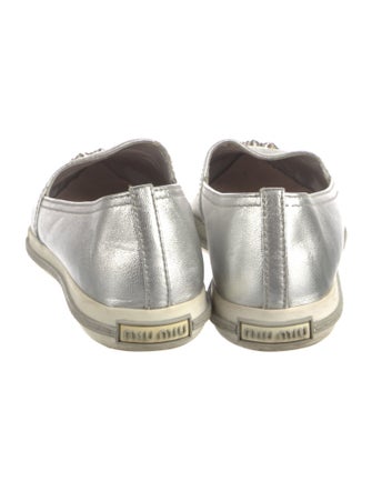 Miu Miu Leather Crystal Embellishments Flats