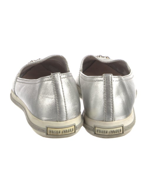 Miu Miu Leather Crystal Embellishments Flats