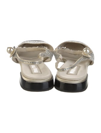 Miu Miu Faux Pearl Accents Colorblock Pattern Slingback Flats