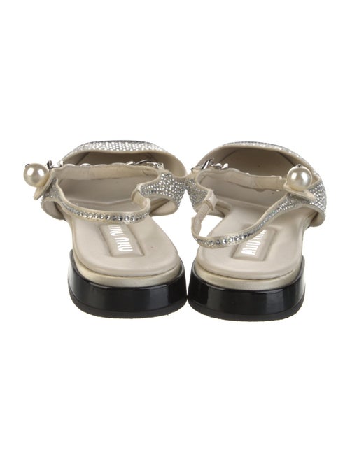 Miu Miu Faux Pearl Accents Colorblock Pattern Slingback Flats