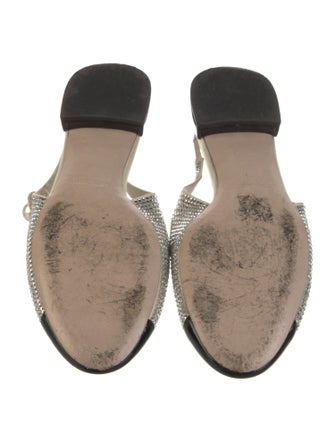 Miu Miu Faux Pearl Accents Colorblock Pattern Slingback Flats