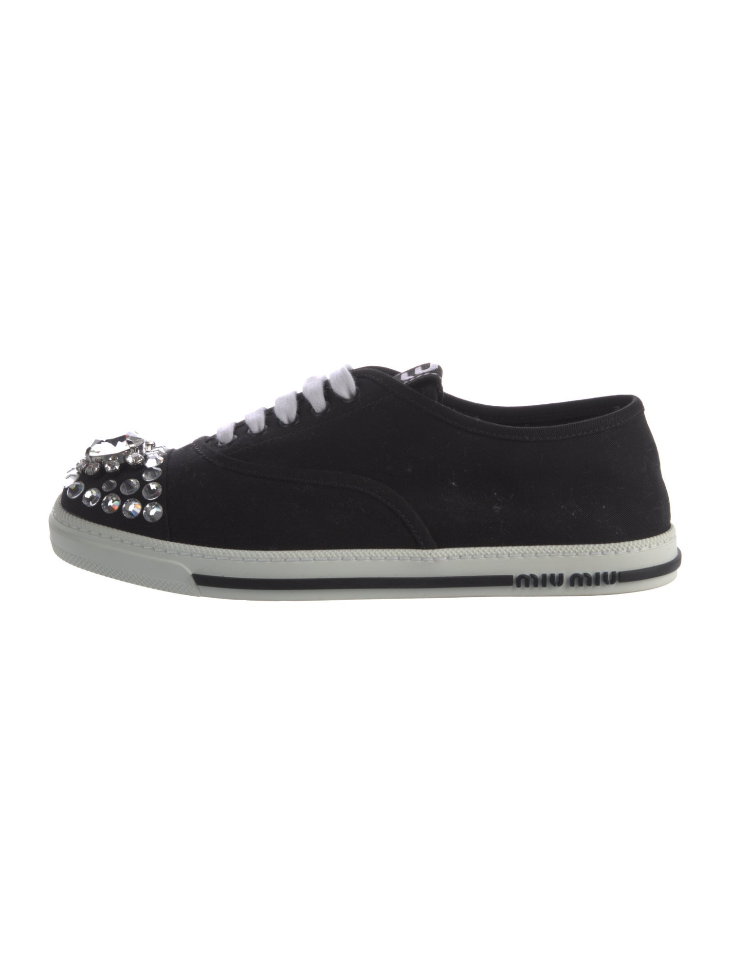 Miu Miu Canvas Crystal Embellishments Sneakers