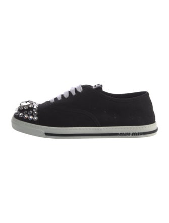 Miu Miu Canvas Crystal Embellishments Sneakers