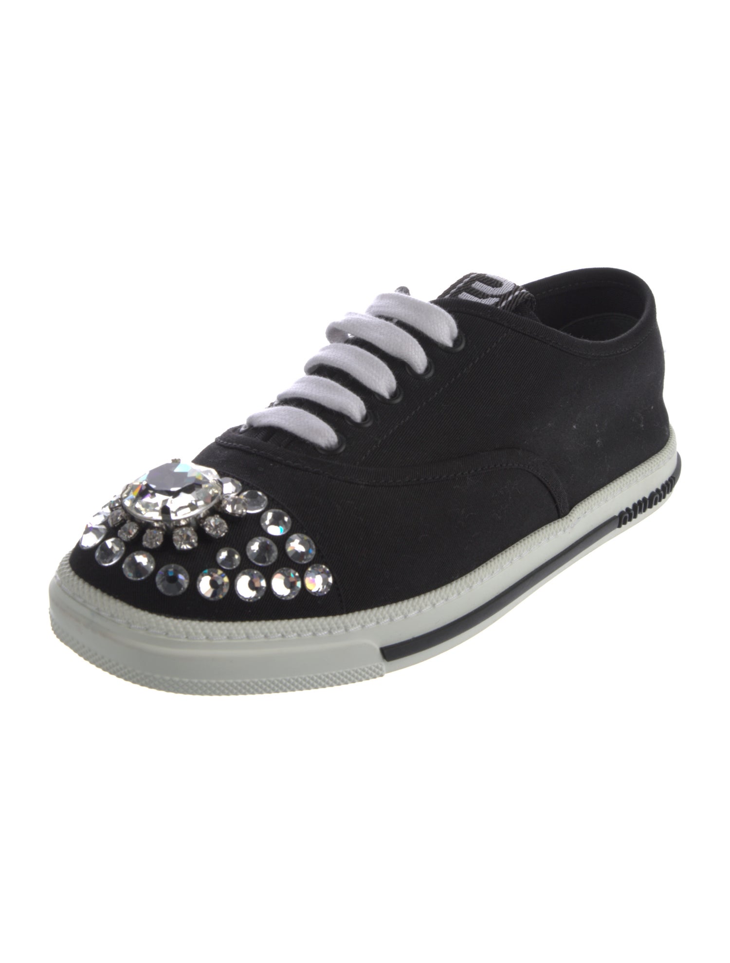 Miu Miu Canvas Crystal Embellishments Sneakers