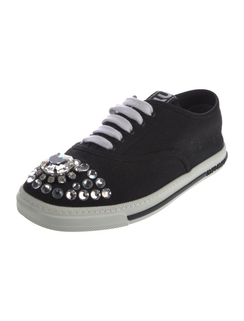 Miu Miu Canvas Crystal Embellishments Sneakers