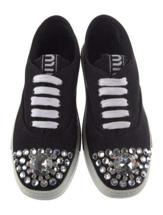 Miu Miu Canvas Crystal Embellishments Sneakers