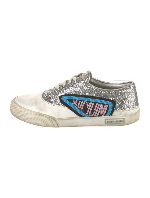 Miu Miu Glitter Colorblock Pattern Sneakers
