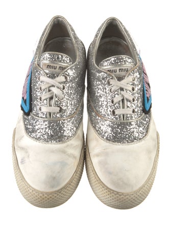Miu Miu Glitter Colorblock Pattern Sneakers
