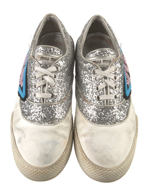 Miu Miu Glitter Colorblock Pattern Sneakers