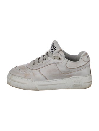 Miu Miu Leather Distressed Accents Sneakers